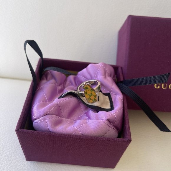 NEW GUCCI Italy GHOST PINEAPPLE .925 STERLING SILVER BAND Ring IT-10 US-5.25 - Picture 5 of 6